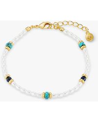 Orelia - Pearl & Semi Precious Stone Beaded Bracelet - Lyst