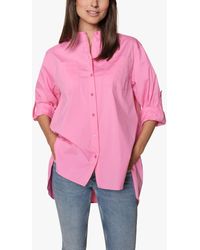 Mos Mosh - Arleth Colarless Long Sleeve Smock Detail Cotton Blend Shirt - Lyst