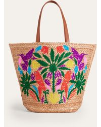 Boden - Embroidered Raffia Basket Bag - Lyst