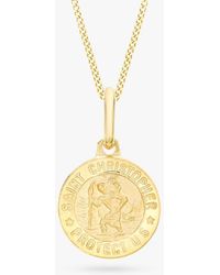 Ib&b - 9ct Gold St Christopher Round Pendant Necklace - Lyst