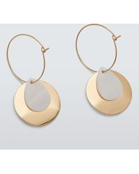 John Lewis - Polished Disc And Shell Drop Hoop Earrings - Lyst