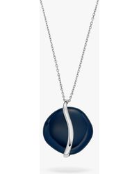 Skagen - Glass Stone Wave Pendant Necklace - Lyst