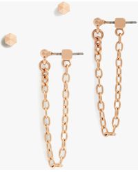 AllSaints - Drop Chain And Geometric Stud Earrings - Lyst