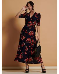 Jolie Moi - Qaliyah Floral Print Mesh Wrap Maxi Dress - Lyst