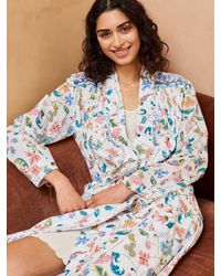 Brora - Organic Cotton Botanical Print Dressing Gown - Lyst