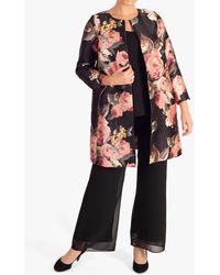Chesca - Satin Twill Floral Print Round Neck Coat - Lyst