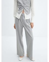 Mango - Rayita Wide Leg Pinstripe Suit Trousers - Lyst