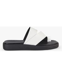 Hush Riviera Leather Toe Post Sandals - White