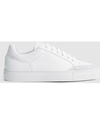 Reiss - Ashley Perforate Leather Suede Trainers - Lyst