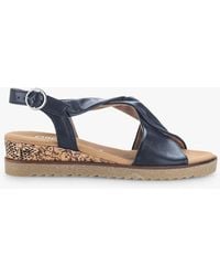 Gabor - Rich Wide Fit Leather Cross Over Detail Wedge Sandals - Lyst