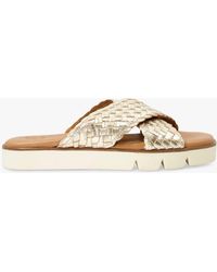 Dune - Lexey Leather Woven Strap Cross Over Sandals - Lyst