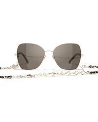 Chanel - Irregular Sunglasses Ch4274q Gold/brown - Lyst