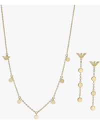 Emporio Armani - Eagle Logo Necklace And Drop Earring Jewellery Set - Lyst