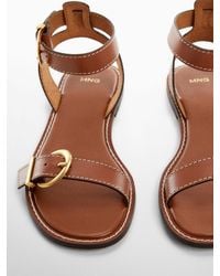 Mango - Isla Leather Strap Sandals - Lyst