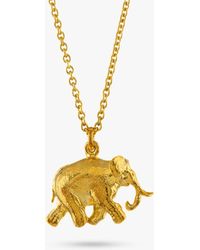 Alex Monroe - 22ct Gold Plated Sterling Silver Elephant Pendant Necklace - Lyst