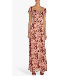 True Decadence - Francesca Floral Print Cowl Neck Corset Bodice Maxi Dress - Lyst