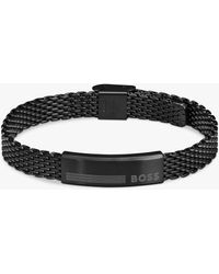 BOSS - Alen Mesh Logo Plate Bracelet - Lyst