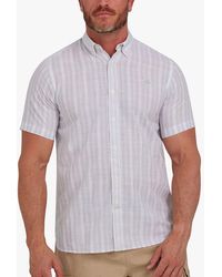 Raging Bull - Short Sleeve Multi Stripe Linen Look Shirt - Lyst