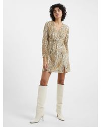 French Connection - Deniz Embellished Long Sleeve Mini Dress - Lyst