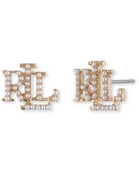 Ralph Lauren - Lauren Faux Pearl Logo Stud Earrings - Lyst