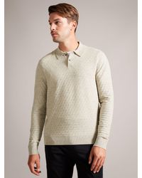 Ted Baker - Morar Long Sleeve Stitch Knitted Polo Shirt - Lyst
