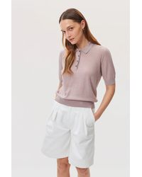 Johnstons of Elgin - Superfine Merino Pointelle Argyle Polo Shirt - Lyst