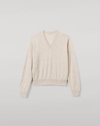 Johnstons of Elgin - Lunan Natural Classic Cashmere V Neck Jumper - Lyst