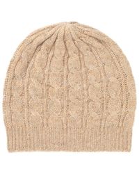 Johnstons of Elgin - Oatmeal Gauzy Cable Cashmere Relaxed Beanie - Lyst