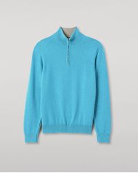 Johnstons of Elgin - Rory & Classic Cashmere Contrast Zip Neck Jumper - Lyst