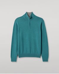 Johnstons of Elgin - Rory & Classic Cashmere Contrast Zip Neck Jumper - Lyst