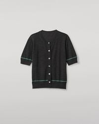 Johnstons of Elgin - Brae Dark Merino Short Sleeve Cardigan - Lyst