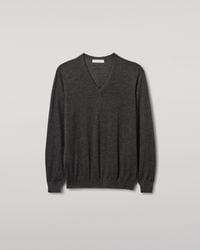 Johnstons of Elgin - Fin Dark V Neck Superfine Cashmere Jumper - Lyst