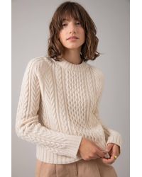 Johnstons of Elgin - Aran Cable Cropped Cashmere Jumper - Lyst