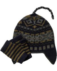 Johnstons of Elgin - Children's Fairisle Hat & Stripy Wristwarmers Gift Set - Lyst