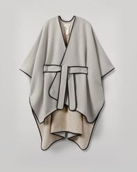 Johnstons of Elgin - Cream Belted Cape With Leather Binding - Lyst