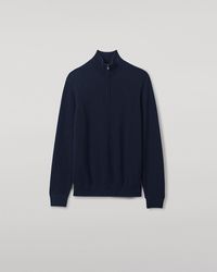 Johnstons of Elgin - Cashmere Dark Zip Neck Jumper - Lyst