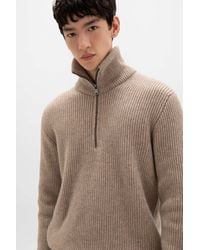 Johnstons of Elgin - Ribbed Cashmere Zip Neck Light Jumper - Lyst