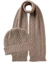 Johnstons of Elgin - Aran Cashmere Natural Hat & Scarf Gift Set - Lyst