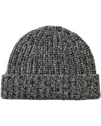 Johnstons of Elgin - Half Cardigan Stich Charcoal Cashmere Beanie - Lyst