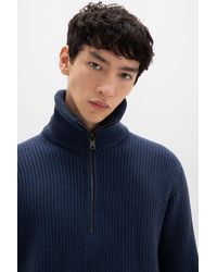 Johnstons of Elgin - Ribbed Cashmere Zip Neck - Lyst