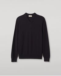 Johnstons of Elgin - Rory Dark Classic Cashmere V-Neck Jumper - Lyst