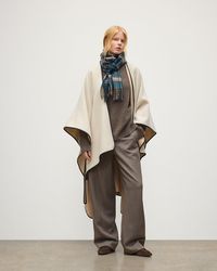 Johnstons of Elgin - Cream Belted Cape With Leather Binding - Lyst
