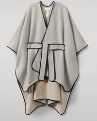Johnstons of Elgin - Cream Belted Cape With Leather Binding - Lyst