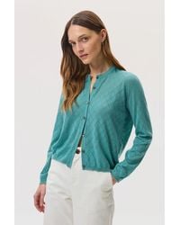 Johnstons of Elgin - Superfine Merino Pointelle Argyle Cardigan - Lyst