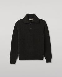 Johnstons of Elgin - Douglas Button Neck Dark Cashmere Jumper - Lyst