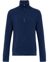 Johnstons of Elgin - Ribbed Cashmere Zip Neck Mid Jumper - Lyst