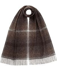Johnstons of Elgin - Cashmere Silk Blurred Check Dark Scarf - Lyst