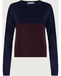 Johnstons of Elgin - Colour Block Cropped Dark Cashmere Jumper - Lyst
