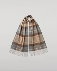 Johnstons of Elgin - Natural Mackellar Tartan Wide Cashmere Scarf - Lyst