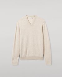 Johnstons of Elgin - Rory Natural Classic Cashmere V-Neck Jumper - Lyst